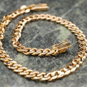 14k Solid Rose Gold Curb Chain Bracelet Vintage Estate Jewelry NOT SCRAP